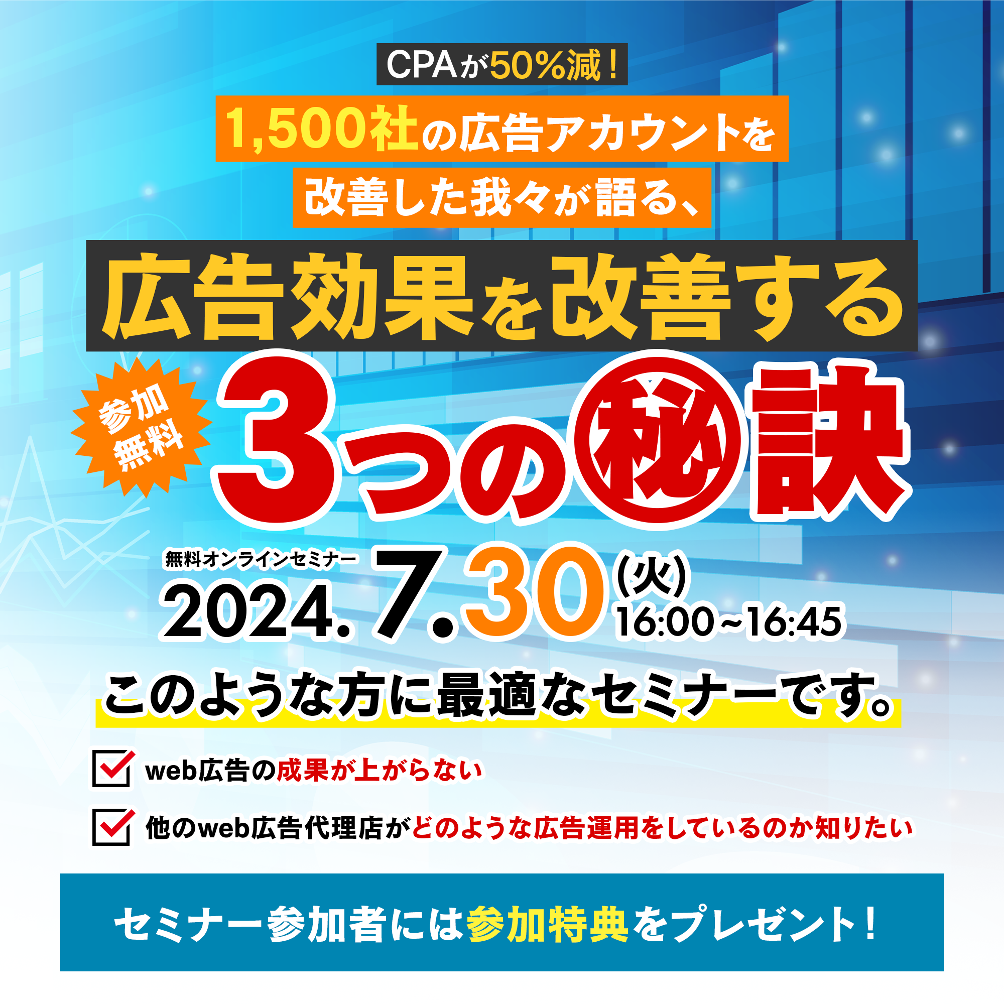 CPAが50%減！ <br/>1,500社の広告アカウントを改善した我々が語る、広告効果を改善する3つの㊙訣